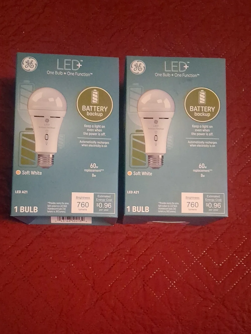 2 GE LED Backup Battery Lightbulbs